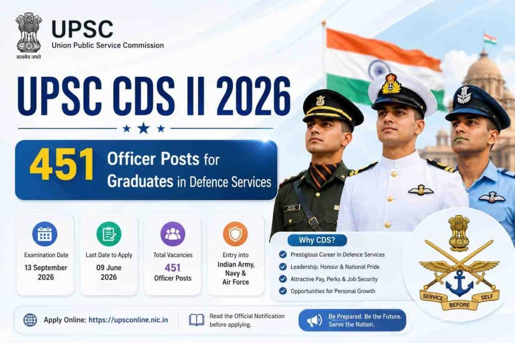 UPSC CDS II 2026 Notification [Out] 451 Posts for Graduates, Apply ...