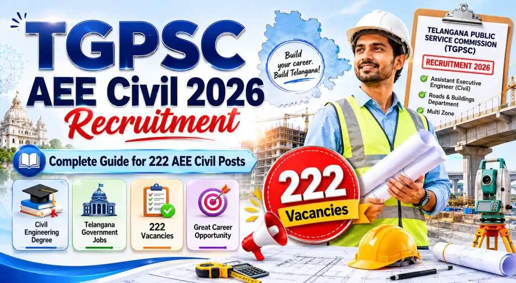TGPSC AEE Civil 2026 Recruitment Complete Guide for 222 AEE Civil Posts TGPSC AEE Civil 2026 Recruitment Complete Guide for 222 AEE Civil Posts