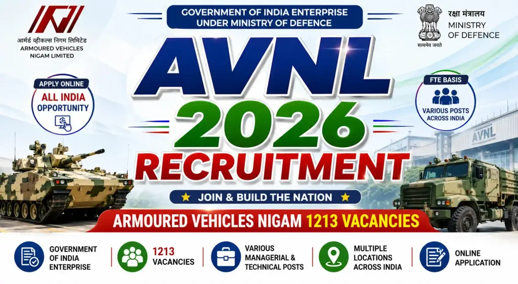 AVNL 2026 Recruitment 1213 Posts Notification Apply Now AVNL 2026 Recruitment 1213 Posts Notification Apply Now