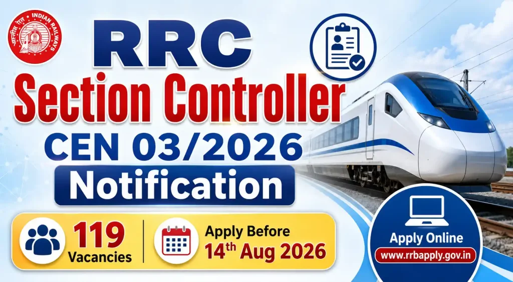 RRB Section Controller 03/2026 Notification for 119 Posts, Apply before 14th Aug RRB Section Controller 03/2026 Notification for 119 Posts, Apply before 14th Aug