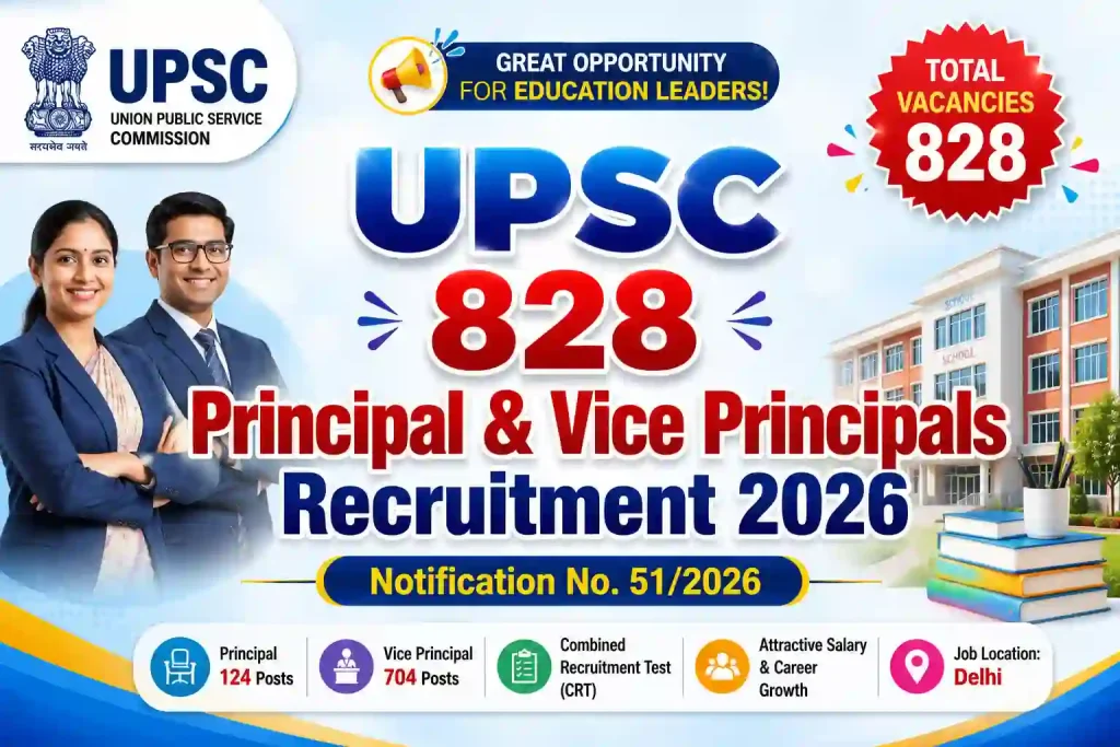 UPSC 828 Principal & Vice Principals Recruitment 2026, No. 51/2026 UPSC 828 Principal & Vice Principals Recruitment 2026, No. 51/2026