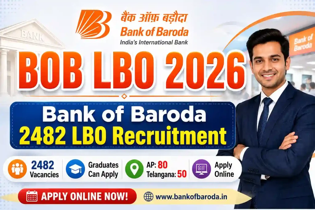 BOB LBO 2026: Apply for Bank of Baroda 2482 Local Bank Officers Recruitment BOB LBO 2026: Apply for Bank of Baroda 2482 Local Bank Officers Recruitment