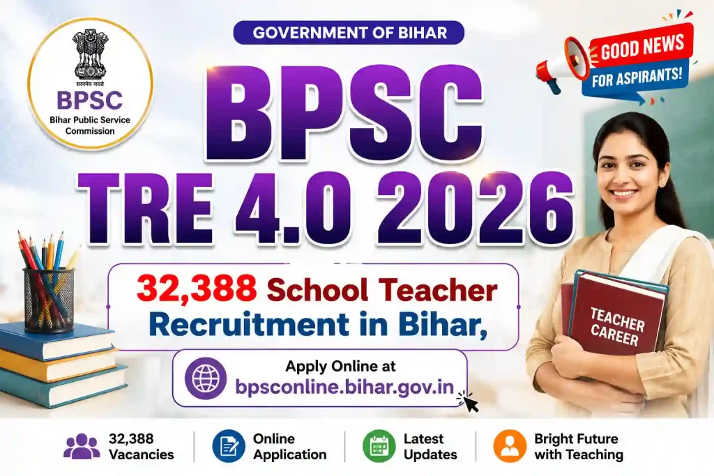 BPSC TRE 4.0 2026: 32,388 School Teacher Recruitment in Bihar, Apply Online at bpsconline.bihar.gov.in BPSC TRE 4.0 2026: 32,388 School Teacher Recruitment in Bihar, Apply Online at bpsconline.bihar.gov.in