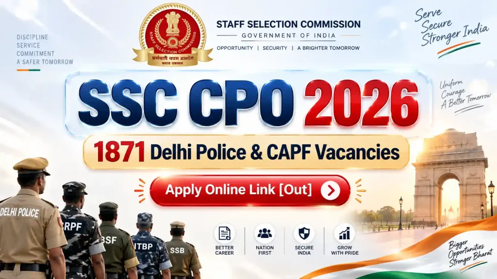 SSC CPO 2026 Recruitment Notification -1871 Delhi Police & CAPF Vacancies, Eligibility, Salary, Exam Pattern, Apply Online SSC CPO 2026 Recruitment Notification -1871 Delhi Police & CAPF Vacancies, Eligibility, Salary, Exam Pattern, Apply Online