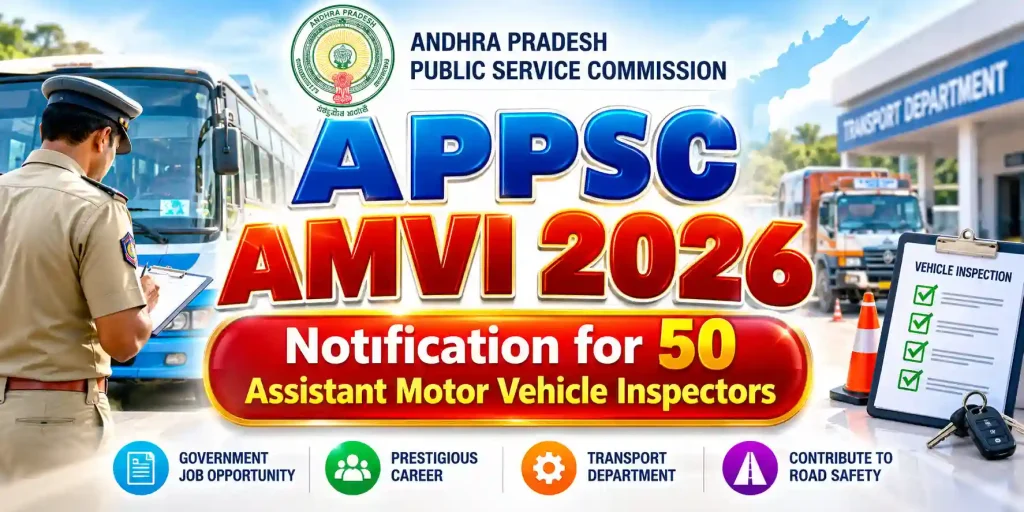 APPSC AMVI 2026: Guide for 50 Assistant Motor Vehicle Inspectors Notification APPSC AMVI 2026: Guide for 50 Assistant Motor Vehicle Inspectors Notification