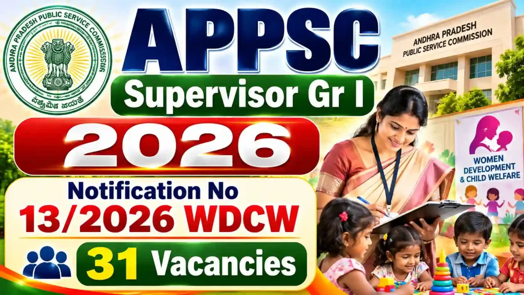 APPSC Supervisor Gr I: Notification No 13/2026 WDCW 31 Vacancies APPSC Supervisor Gr I: Notification No 13/2026 WDCW 31 Vacancies
