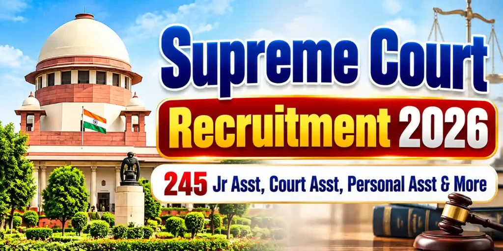 SCI Recruitment 2026: 245 Various Posts Notification at Supreme Court of India SCI Recruitment 2026: 245 Various Posts Notification at Supreme Court of India